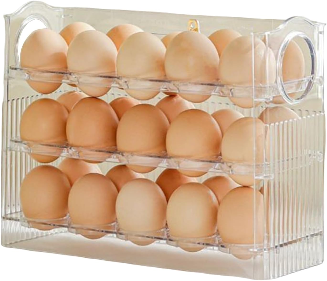 Egg Holder for Fridge Egg Rack Rotatable Handle Design Protective Large Capacity Space-Saving Store Eggs Reusable Refrigerator Door Egg Storage (White)