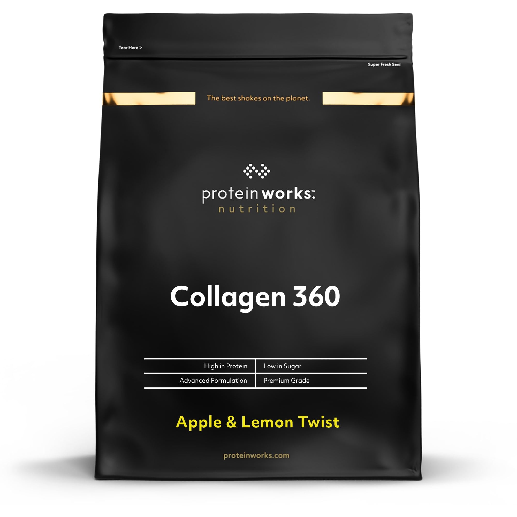 Protein Works - Clear Collagen 360, Powder Supplement, Type I & III Collagen Peptides, High Protein, Vitamin C, Zinc & Selenium, Joint & Bone Support, Apple & Lemon Twist, 32 Servings, 480g