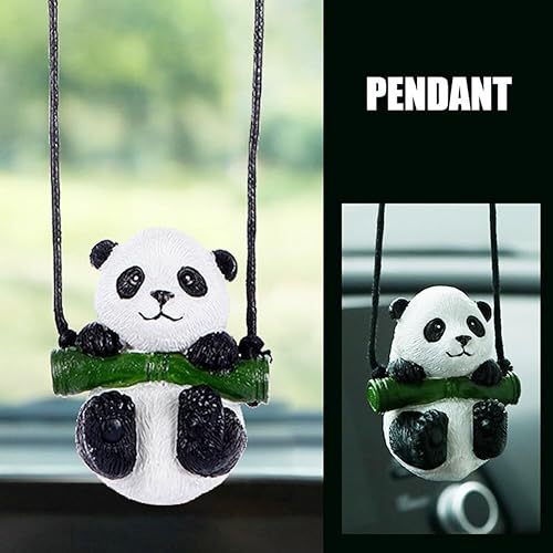 Miniatura 4 de Panda colgante colgante de coche creativo lindo rama de resina oscilante animal panda espejo retrovisor interior hogar encantos decorativos colgante