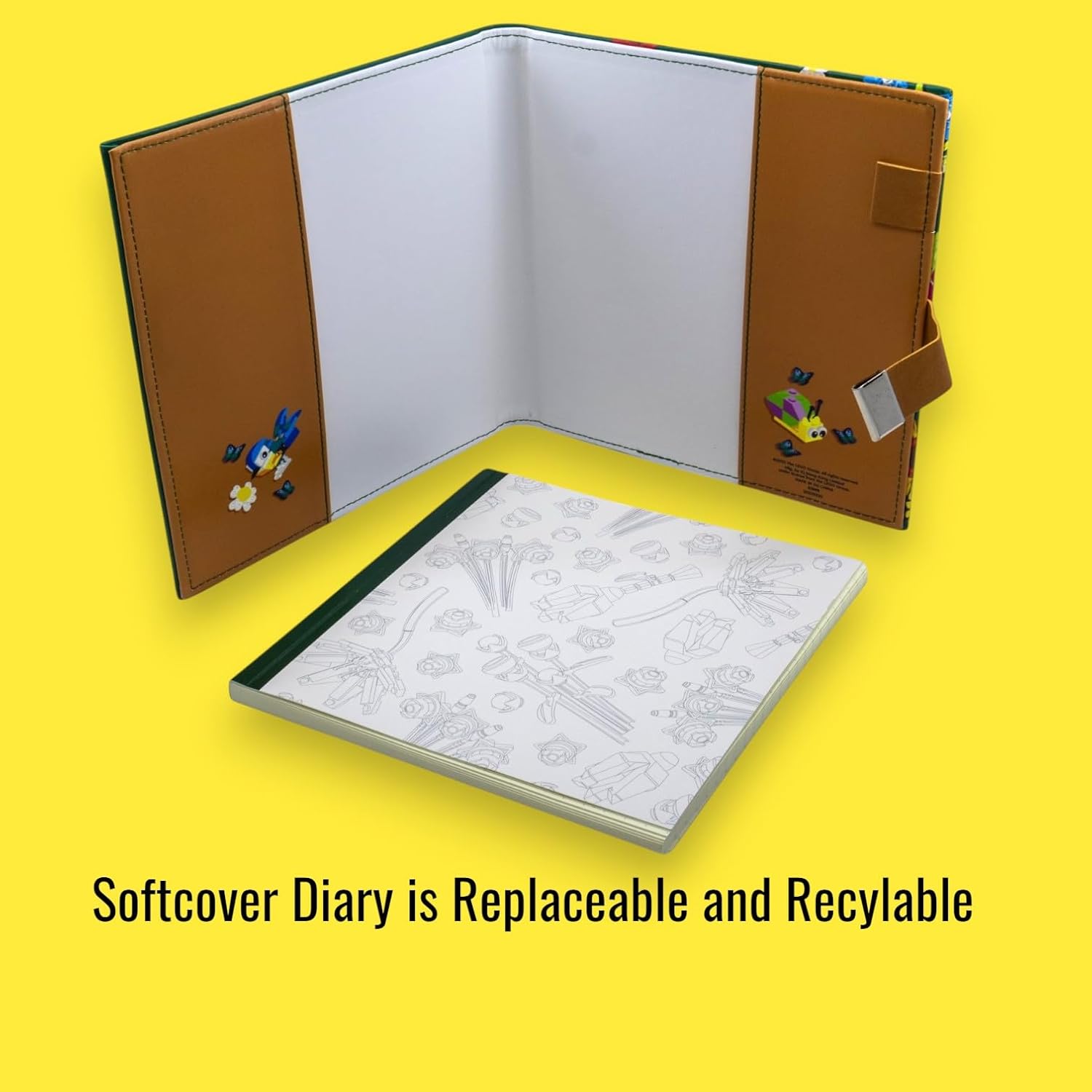 IQ LEGO Combination Lock Diary Set - Botanical (53598), 192 dotted pages, softcover, includes sticker sheets