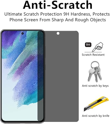 Miniatura 5 de VIESUP Protector de pantalla antiespía para Galaxy S21 FE 5G (2022), vidrio templado, 2 unidades, fácil de instalar, protector de pantalla de vidrio