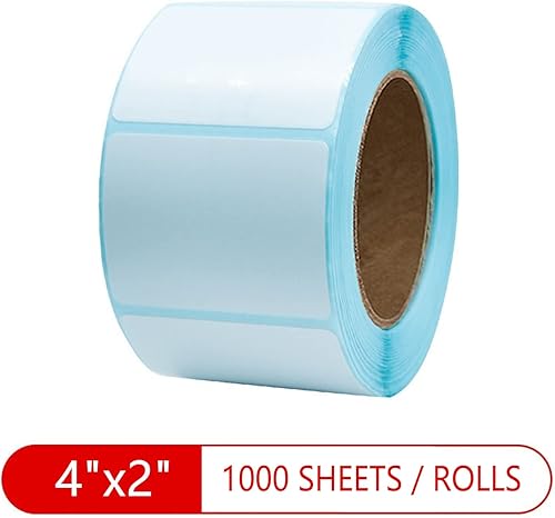 Etiquetas térmicas directas de 4 x 2 pulgadas, impermeables, autoadhesivas, para impresora térmica de etiquetas, 4 rollos, 1000 etiquetas por rollo