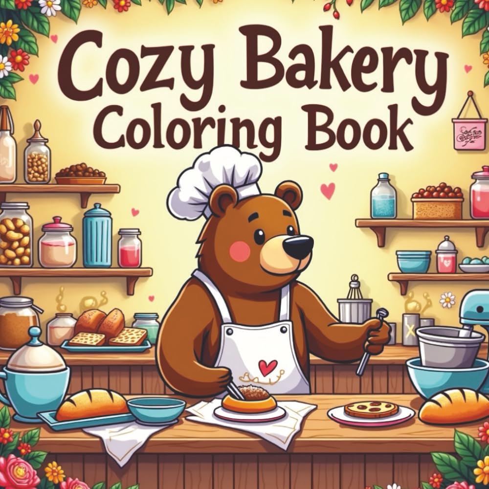 Cozy Bakery Coloring Book: Relaxing Animal Bakery Scenes to Color