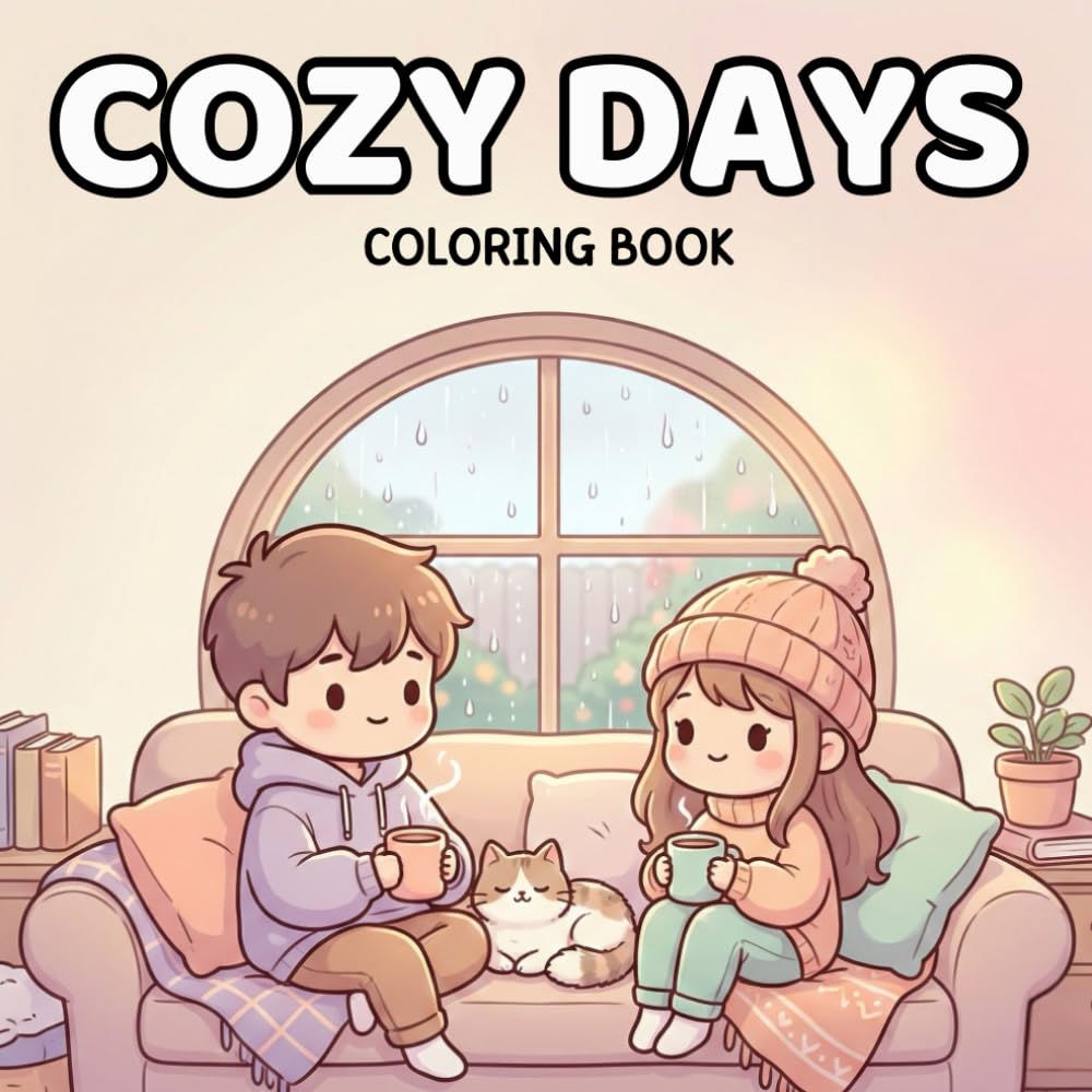 Cozy Days Coloring Book: Relaxing coloring pages featuring quiet moments, simple pleasures, and happy characters for stress relief and creative fun for beginners.