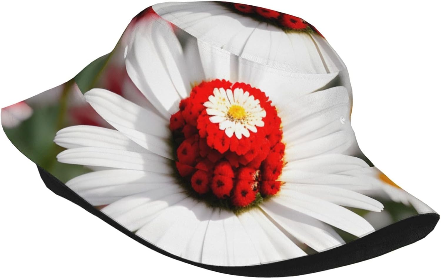Flower and White Daisy Print Sun Hat Outdoor Fisherman Cap Summer Bucket Hat Beach for Men Women