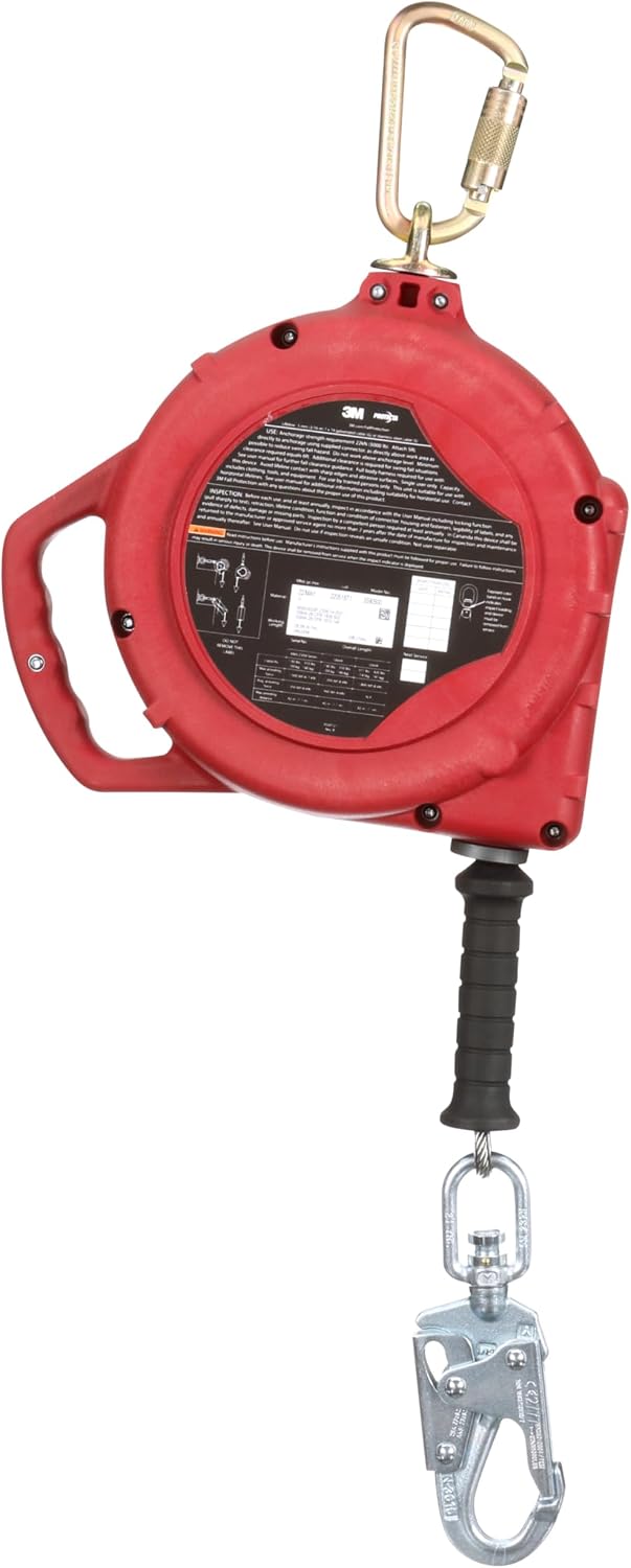 3M Protecta Self-Retracting Lifeline 3590039, Stainless Steel Cable, Steel Swivel Snap Hook, 50 ft., Class 1, ANSI