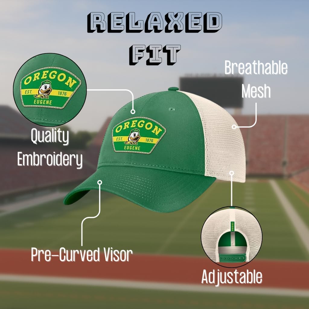 Oregon University Hat Classic Relaxed Fit Mesh Trucker Embroidered Team Logo Adjustable Cap - Image 5