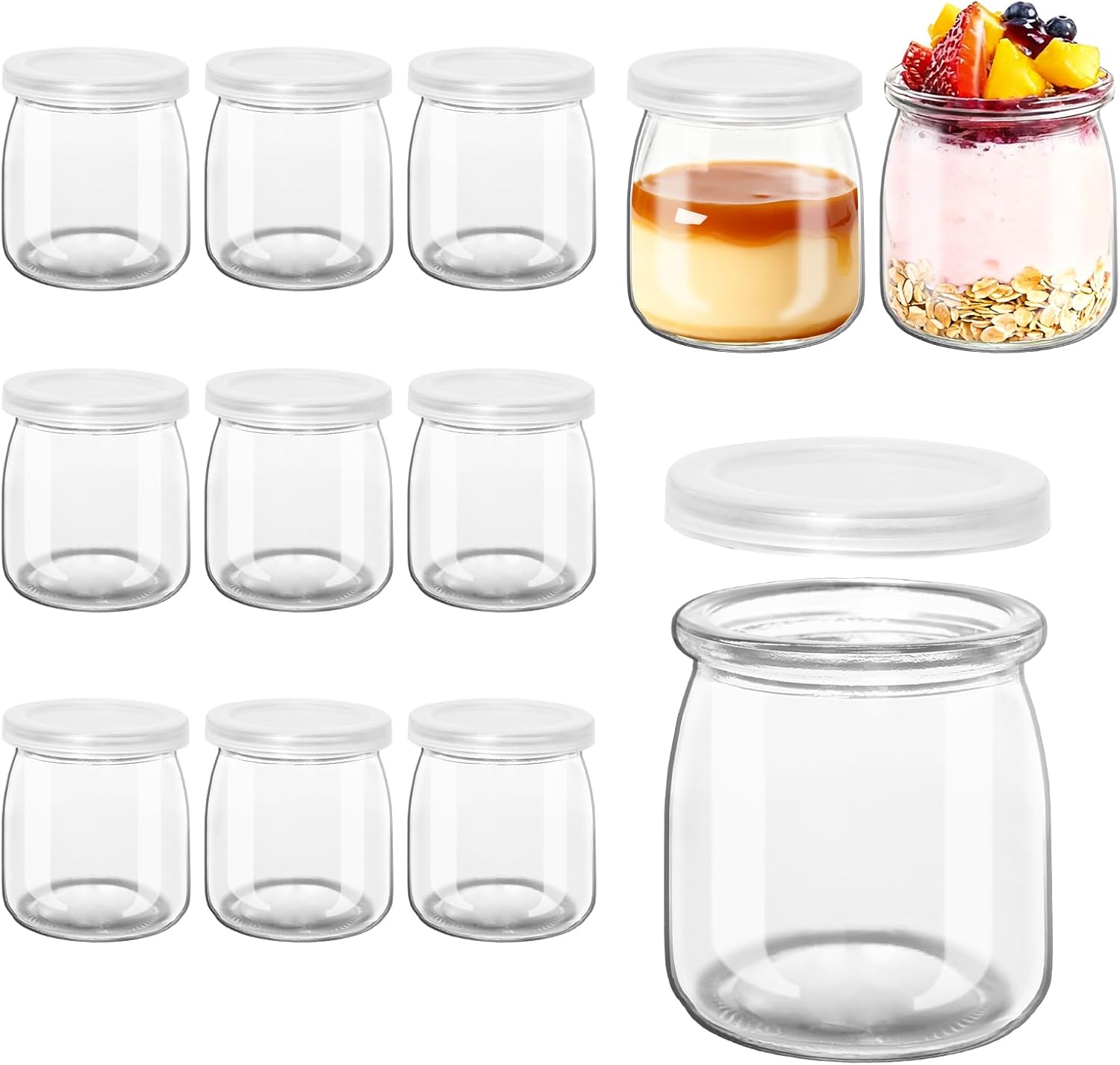 200 ml Durchsichtige Joghurtgl ser mit Deckel 12 St ck Gl ser Dessertgl ser Glas Durchsichtige Nachtisch Gl ser f r Joghurt Nachtisch Pudding Marmelade Honig Kerzen BPA-Frei