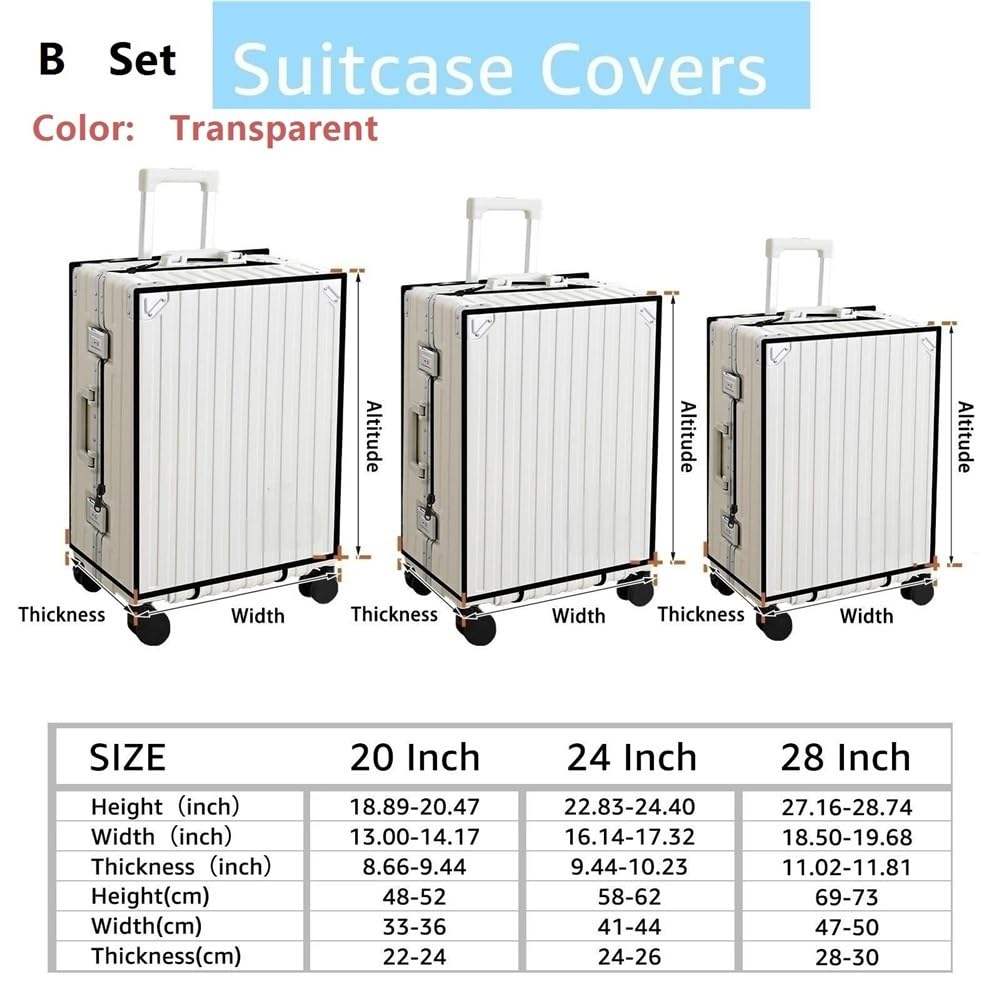 Funda elástica para maleta Juego de 3 fundas protectoras transparentes for equipaje, PVC, antiarañazos, 20, 24 y 28 pulgadas, for viajes