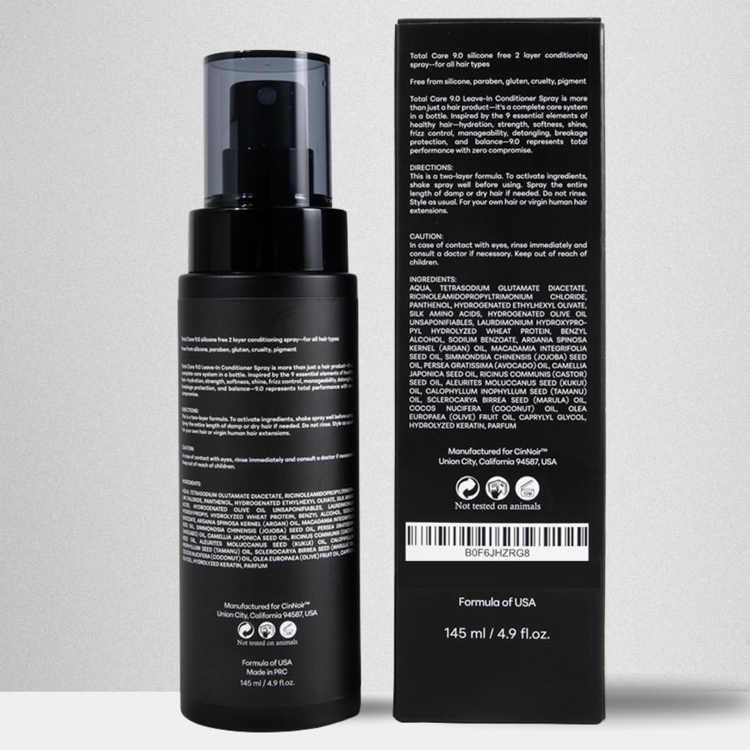 Total Care 9.0 Leave-In Conditioner Spray, 2 Layer Conditioner, Frizz Control and Detangler, Silicone Free, Conditioner for Dry Damaged Hair, Women & Men, Hair Conditioner for All Hair Types - Image 7