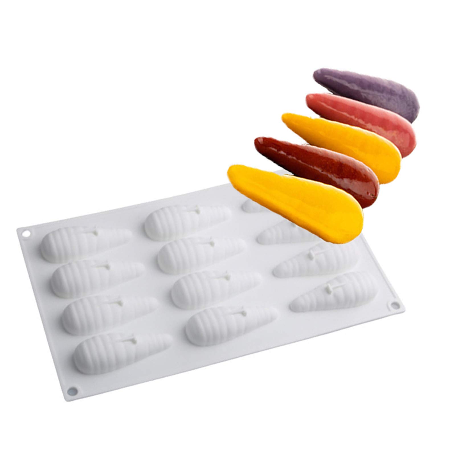Dubens White 3D Easter Carrot Mould Silicone Treat Mould Cake Moulds 6-Cavity Carrots Silicone Mould Cake Decorating Tool Cupcake Dessert Chocolate Fondant Mould