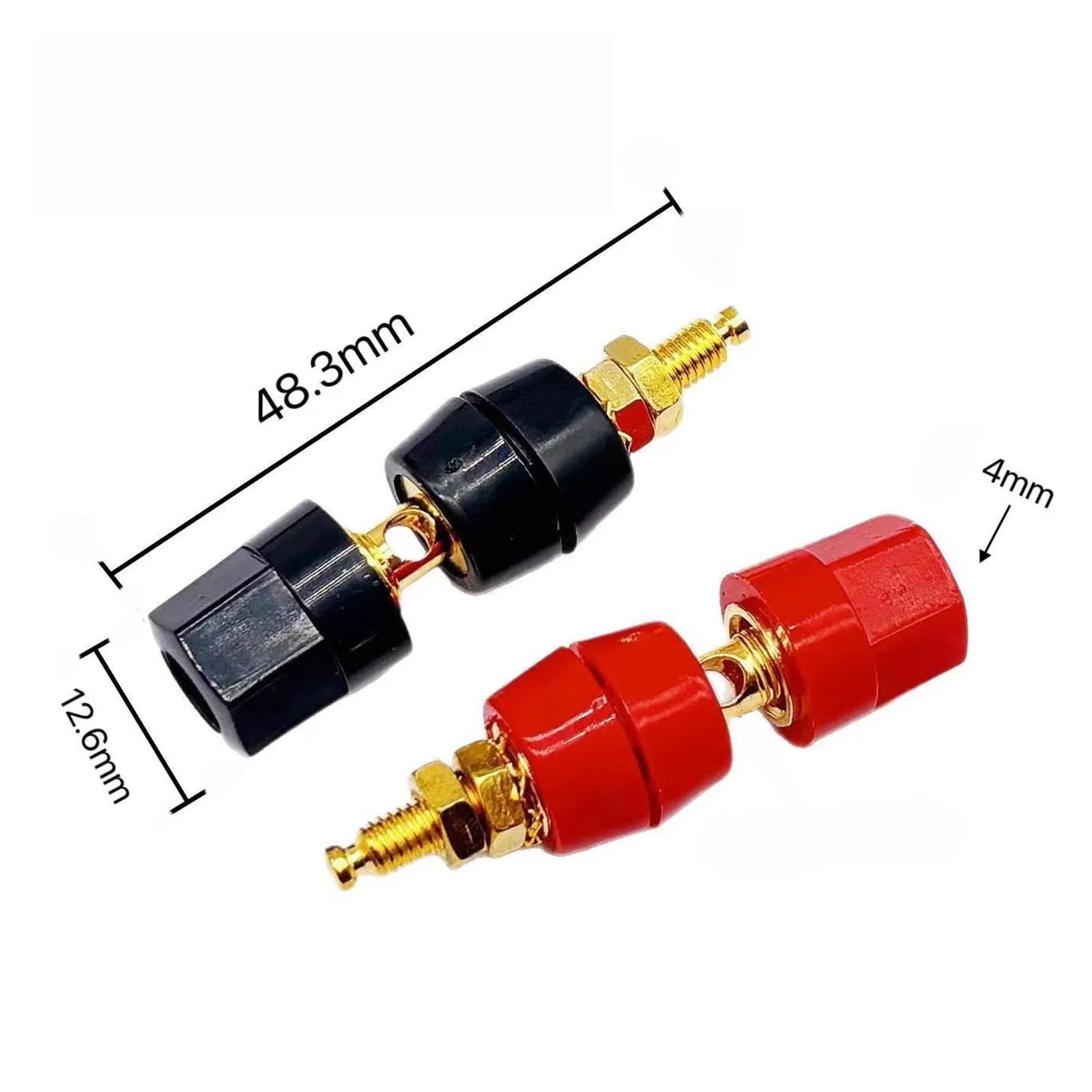 Lot de 4/10 fiches bananes - Sonde de test pour haut-parleur - Bornes noires et rouges - Adaptateur jack de 4 mm - Noir et rouge