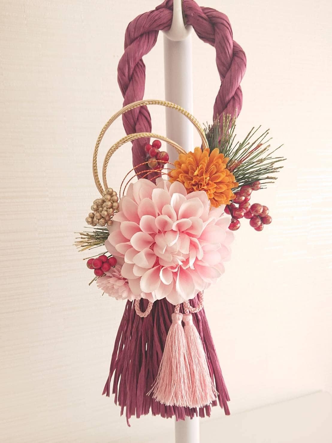 ベスト ホワイト しめ縄 ラタンしめ縄 縦長スワッグ ホワイト しめ縄