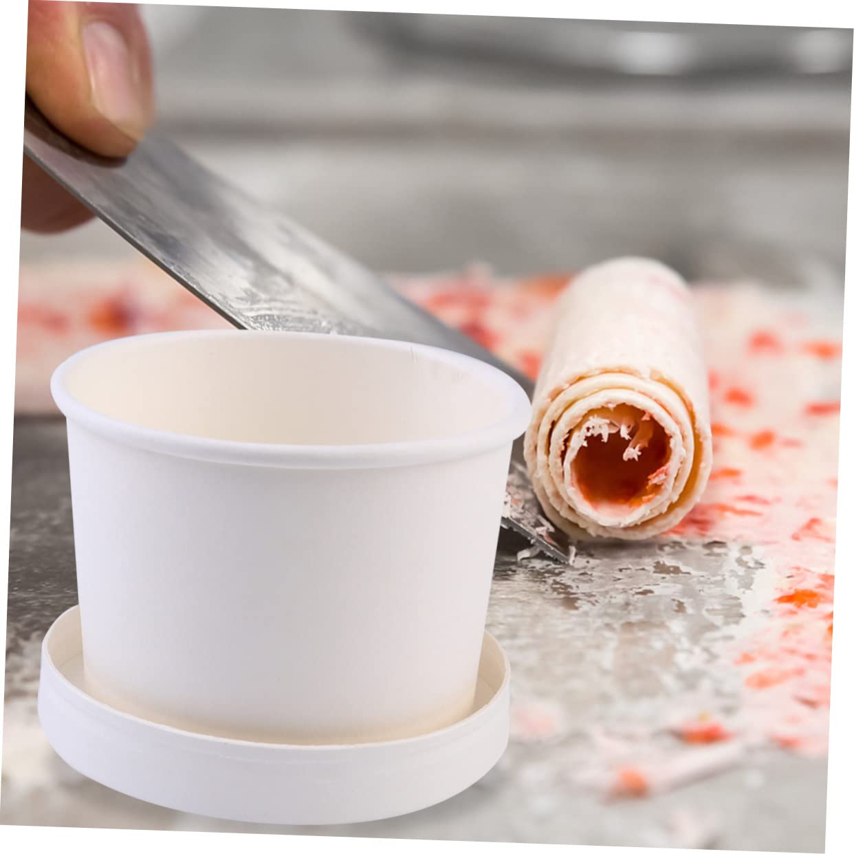 SOLUSTRE 25sätze Eiscremebox Kraftpapier Mit Deckeln Leichte Und Tragbare Aufbewahrung Für Desserts Für Partys Und Zuhause Und