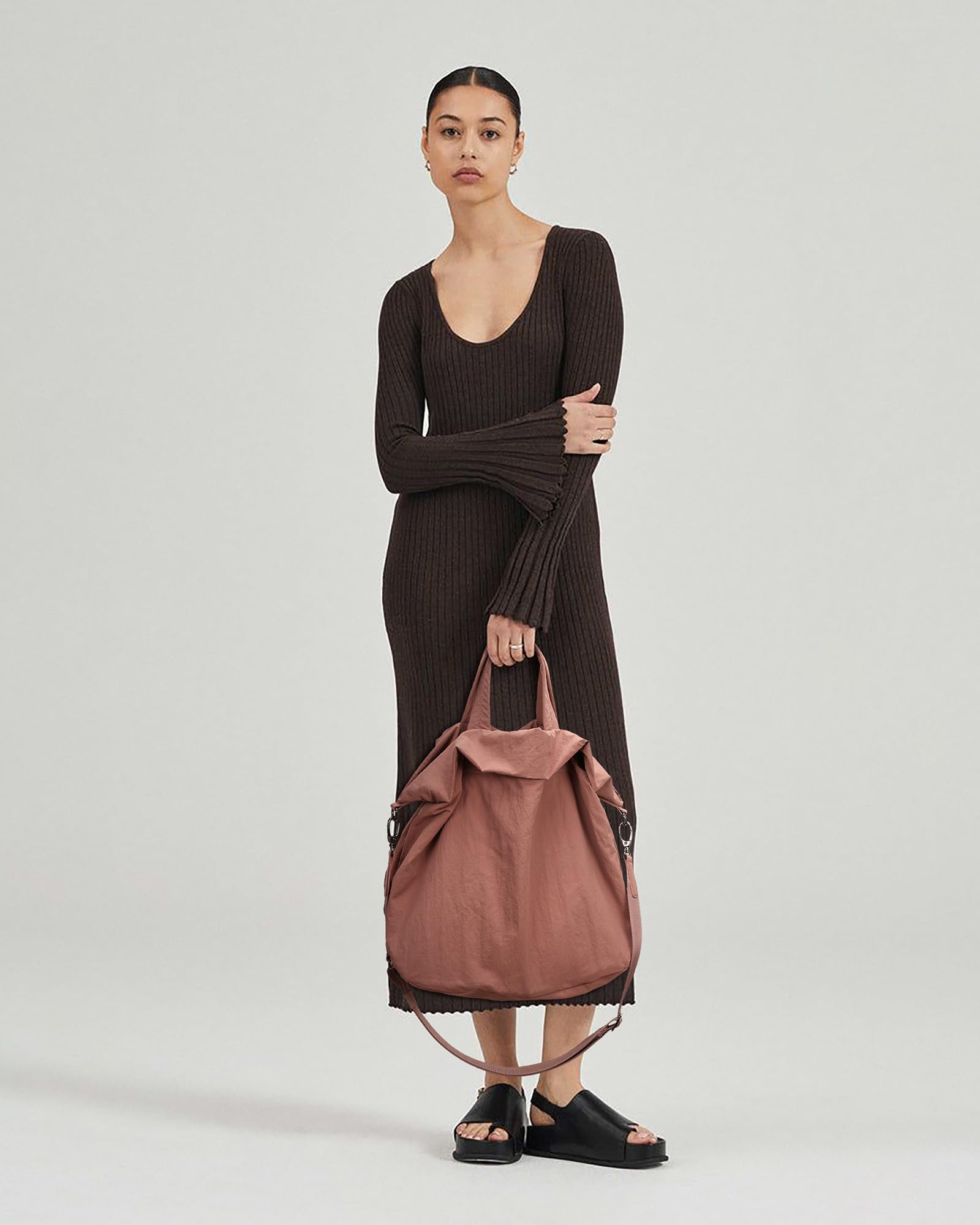 FODOKO Hobo - Bolsos cruzados 2.0, bolsos grandes de 19 L con correas para mujer, bolsas de hombro de nailon múltiple para viajes y gimnasio