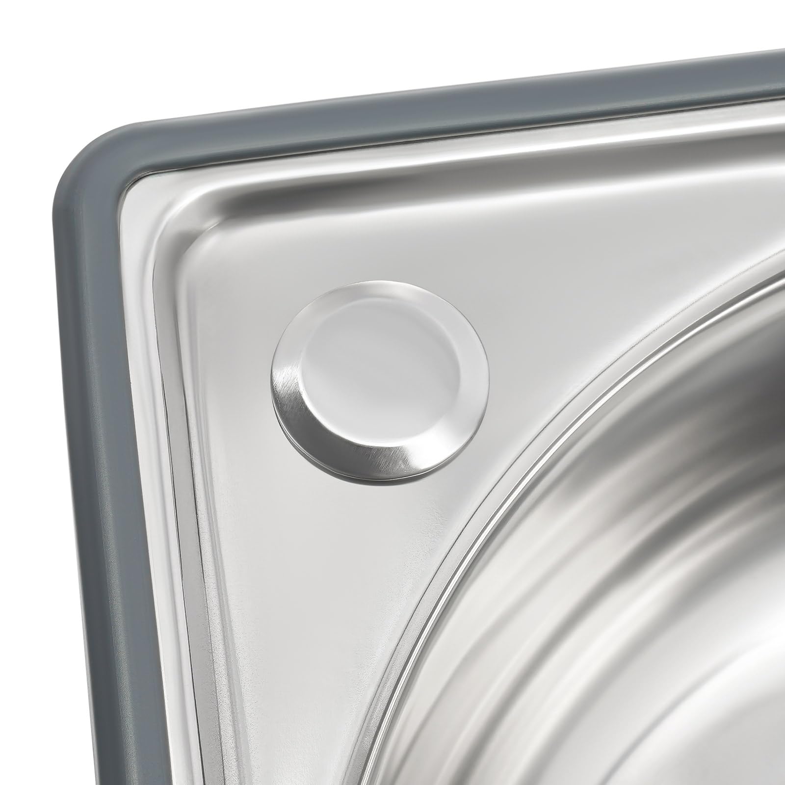 Lavabo angolare 44 x 37 x 13,2 cm, fino a 25 kg, triangolare, con tubo di scarico da 80 cm, per il montaggio a parete, in acciaio inox, piccolo lavello per bagno, cucina, garage