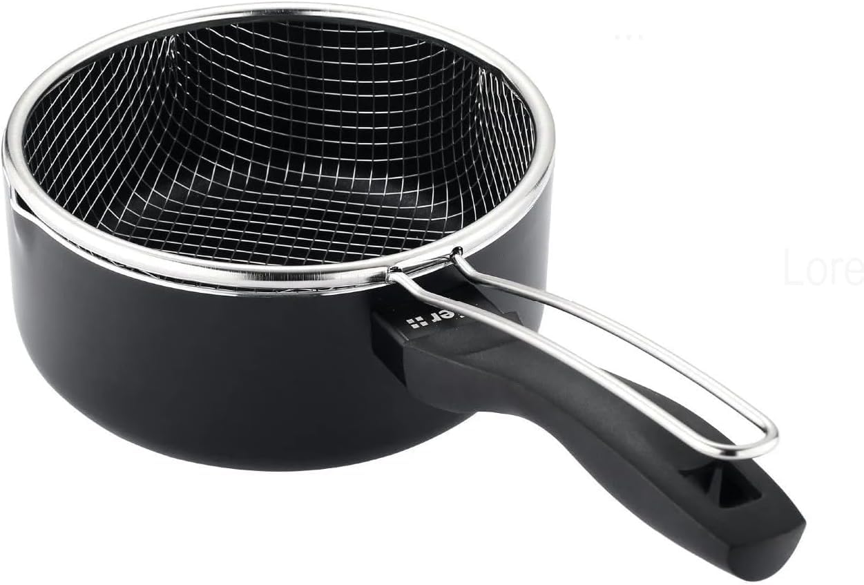 VIER - Cazo Freidora de Inducción Aluminio antiadherente Ø 16 cm, cap. 1,61 litros (56,6 Oz), Base Inducción apta para toda clase de cocinas, Mango Ergonómico Aislante, pico vertedor.