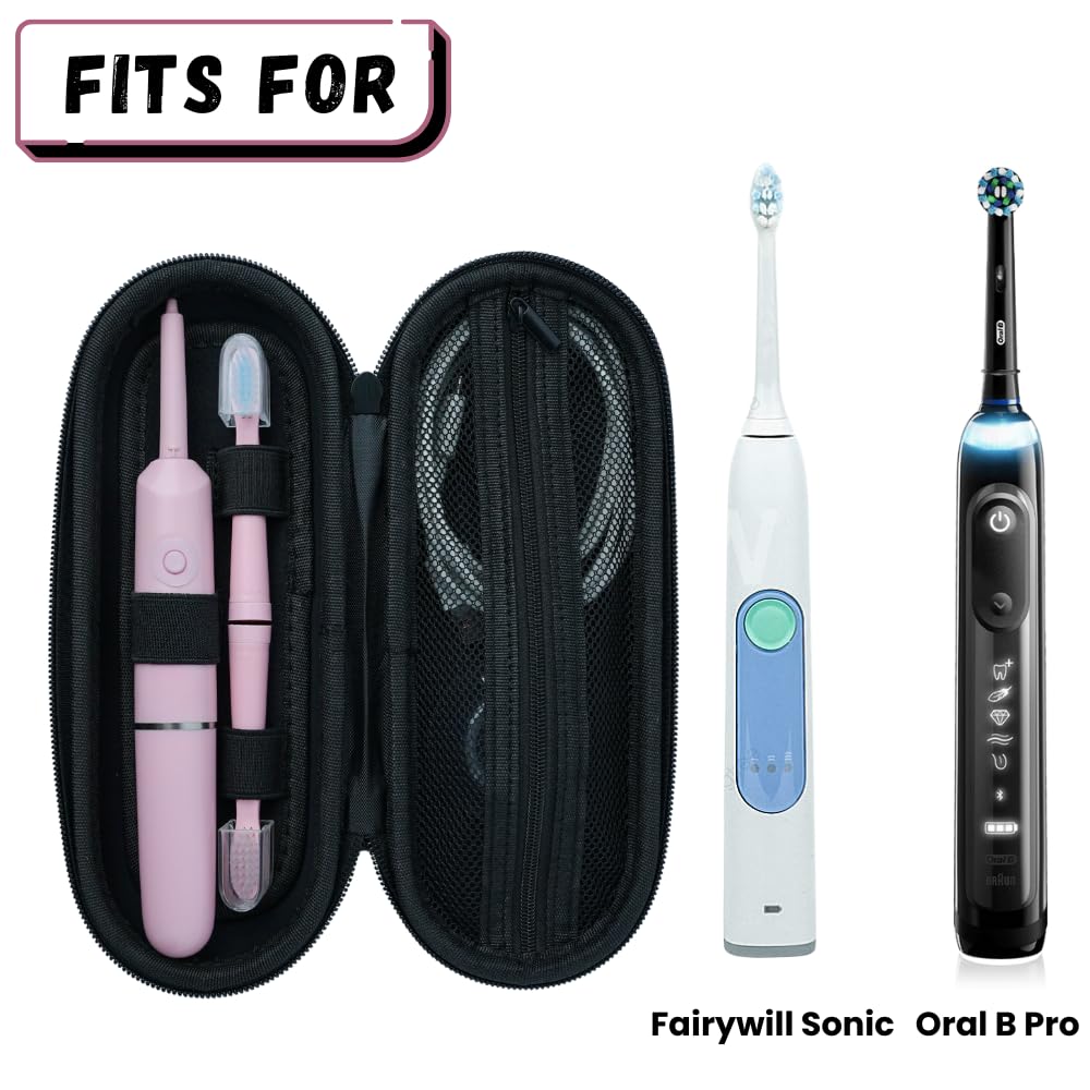 OBLIT Toothbrush Travel Case Compatible with Oral-B Pro 1000, 2000, 3000, 3500, 1500/ for Philips Sonicare, Electric Toothbrush Travel Case Mesh Pocket for Travel Accessories, EVA Black (CASE ONLY)