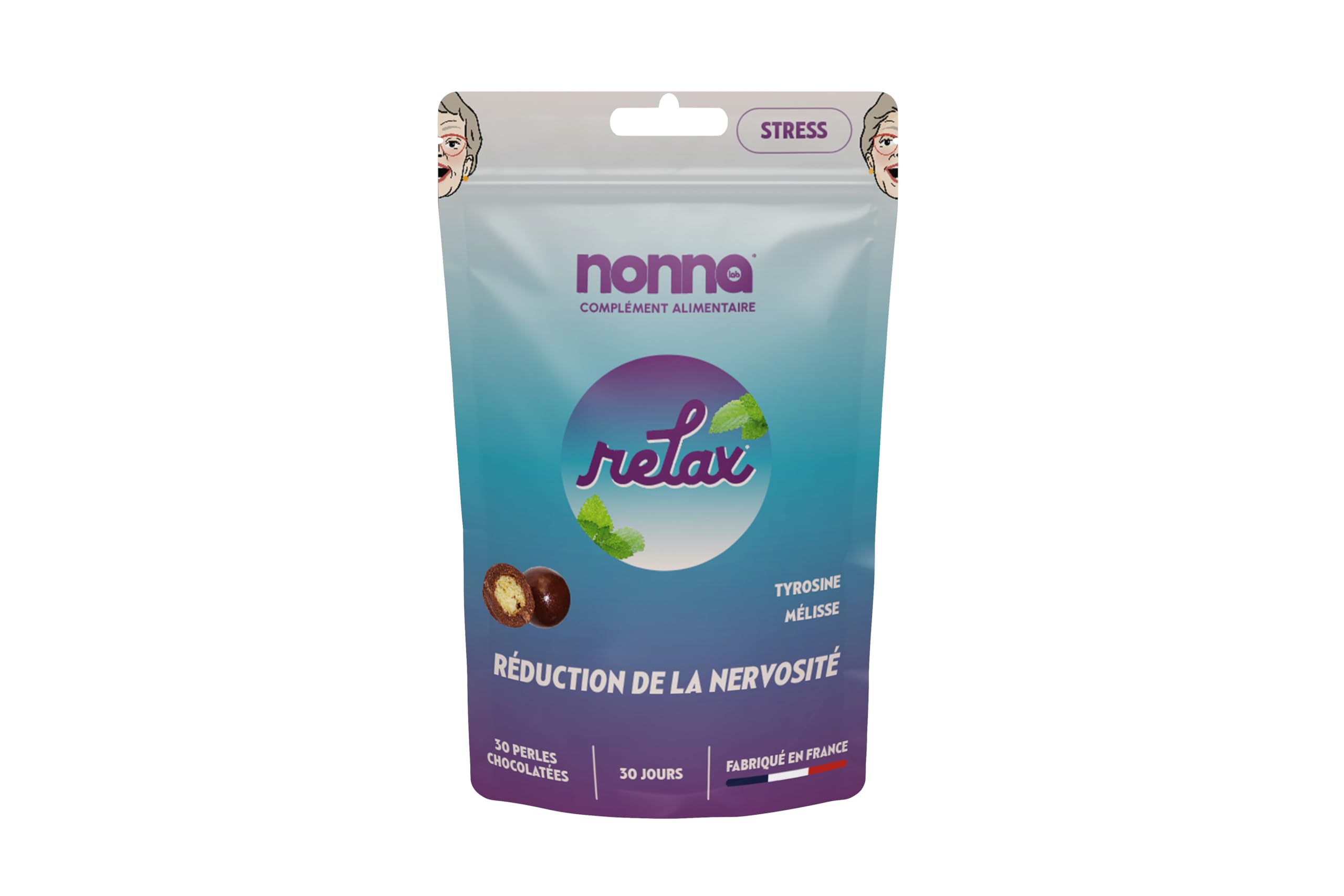 NONNA LAB - Relax - Favorise La Relaxation - Compléments Alimentaires - Détente & Résistance au stress - Cure 1 mois - 30 Perles Chocolatées - Made in France
