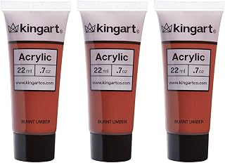 KINGART PRO Artist Quality BURNT UMBER Acrylic Paint, 22ml (0.74oz) Tubes, 3 Pack - Set (66ml Total), Burnt Umber