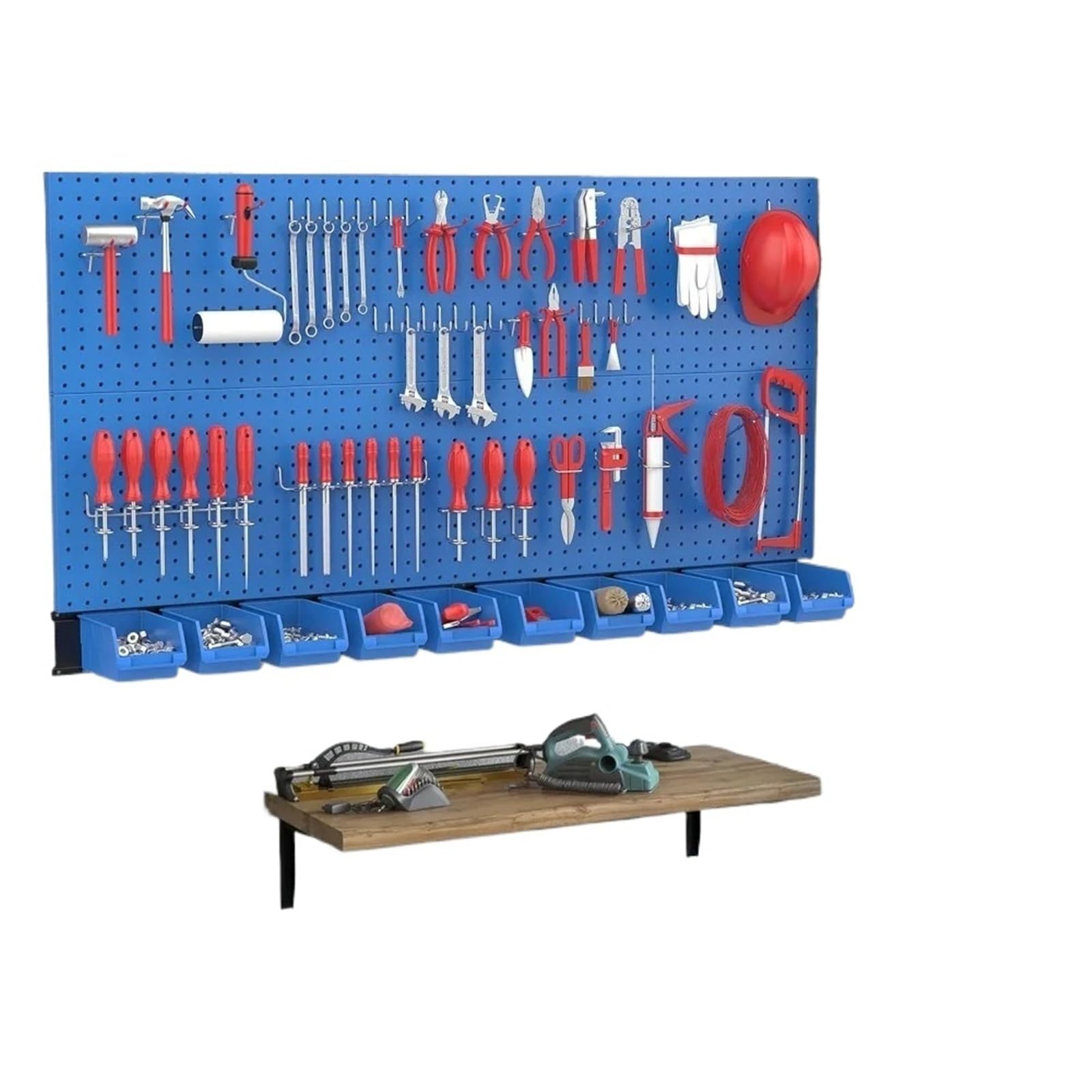 XILEUDUOD Pegboard Pegboard Wall Organizer, Metal Panels, Garage Storage System with Hooks and Bins