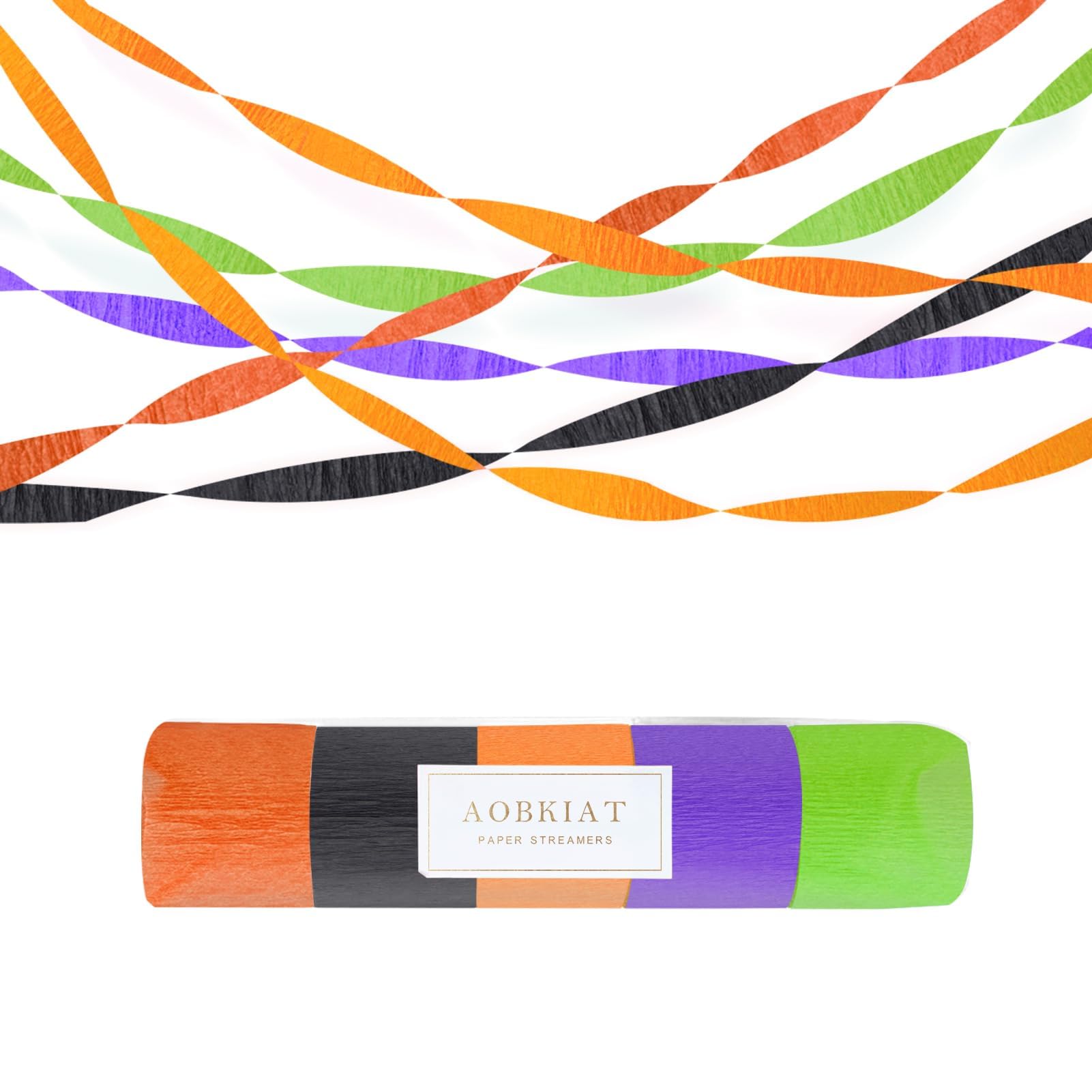 AOBKIAT Halloween Party Decorations,5 Rolls Orange Purple Black Crepe Paper Streamers for Halloween DIY,Fall Birthday Wedding Party Backdrop