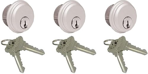 Miniatura 9 de Cilindro comercial de cerradura de embutir para puerta de entrada y giro de pulgar, Adams Rite Style Cam, en marrón oscuro (3 juegos, llaves a juego)