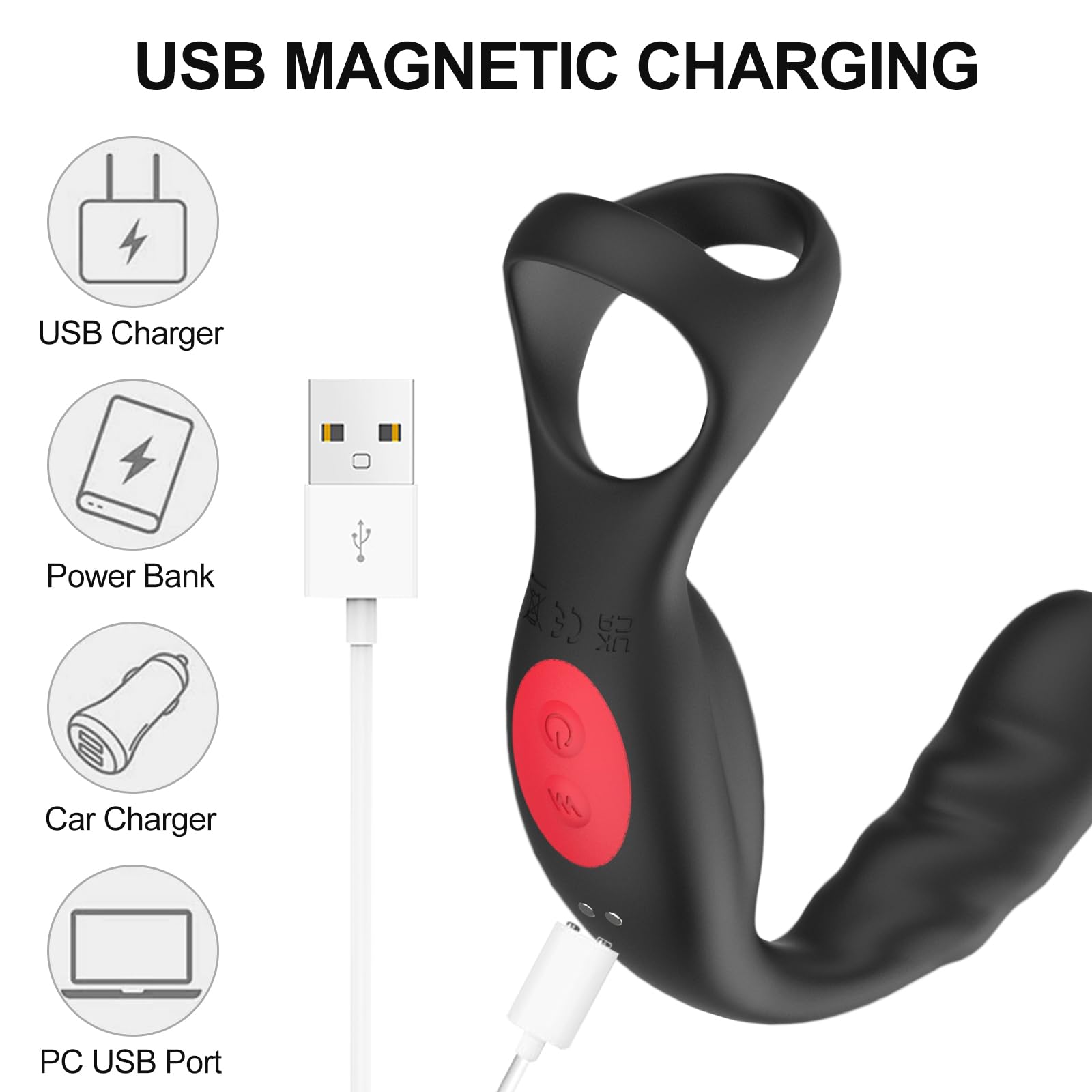 Massaggiatore, vibratore 4 in 1 (10 modalità di vibrazione), vibratore con anello vibrante e telecomando, plug anale