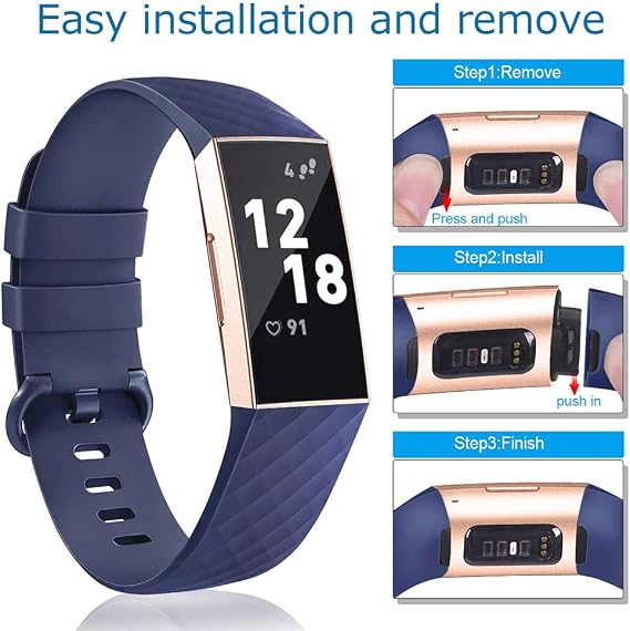 Bracelets de rechange compatibles avec Fitbit Charge 4/Fitbit Charge 3 pour homme et femme, bracelets de sport en silicone pour homme et femme, taille Bracelets de rechange compatibles avec Fitbit Charge 4/Fitbit Charge 3 pour homme et femme, bracelets de sport en silicone pour homme et femme, taille