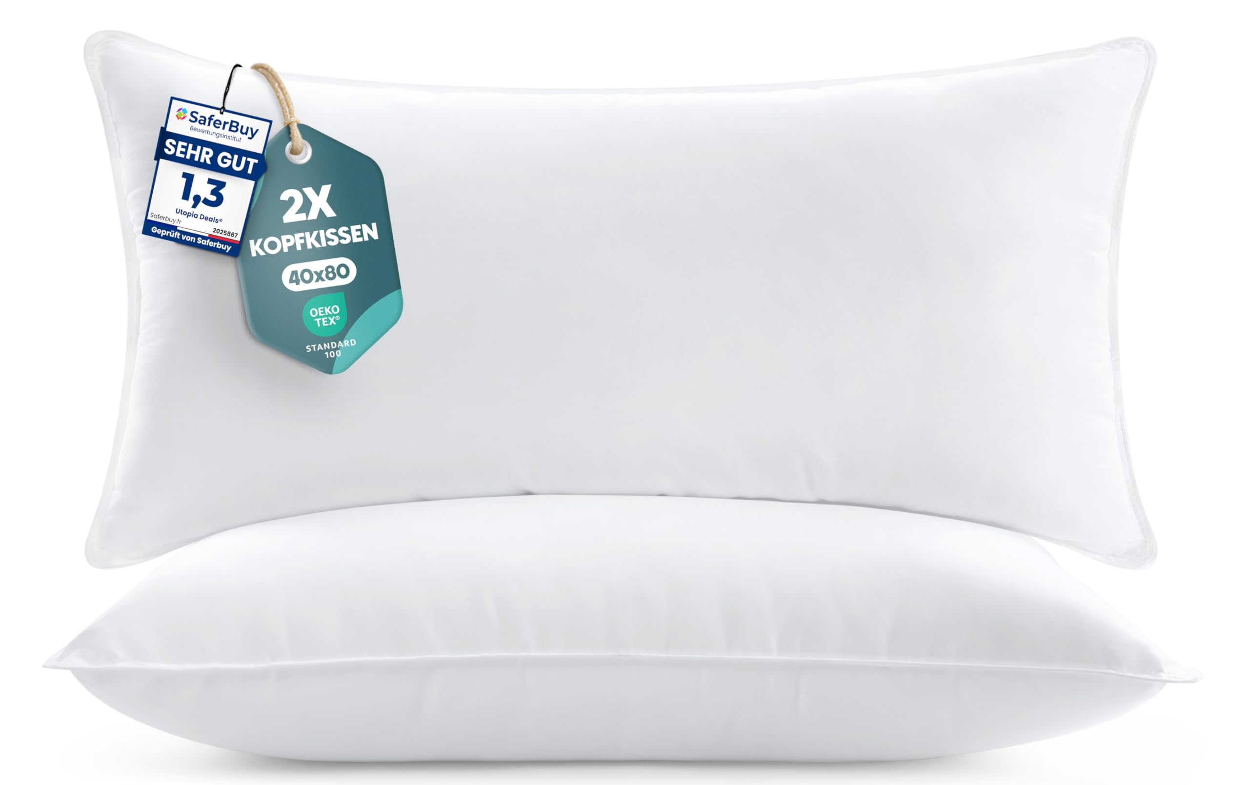 Utopia Bedding KopfKissen, Schlafkissen, Atmungsaktiv et Weich Kissen