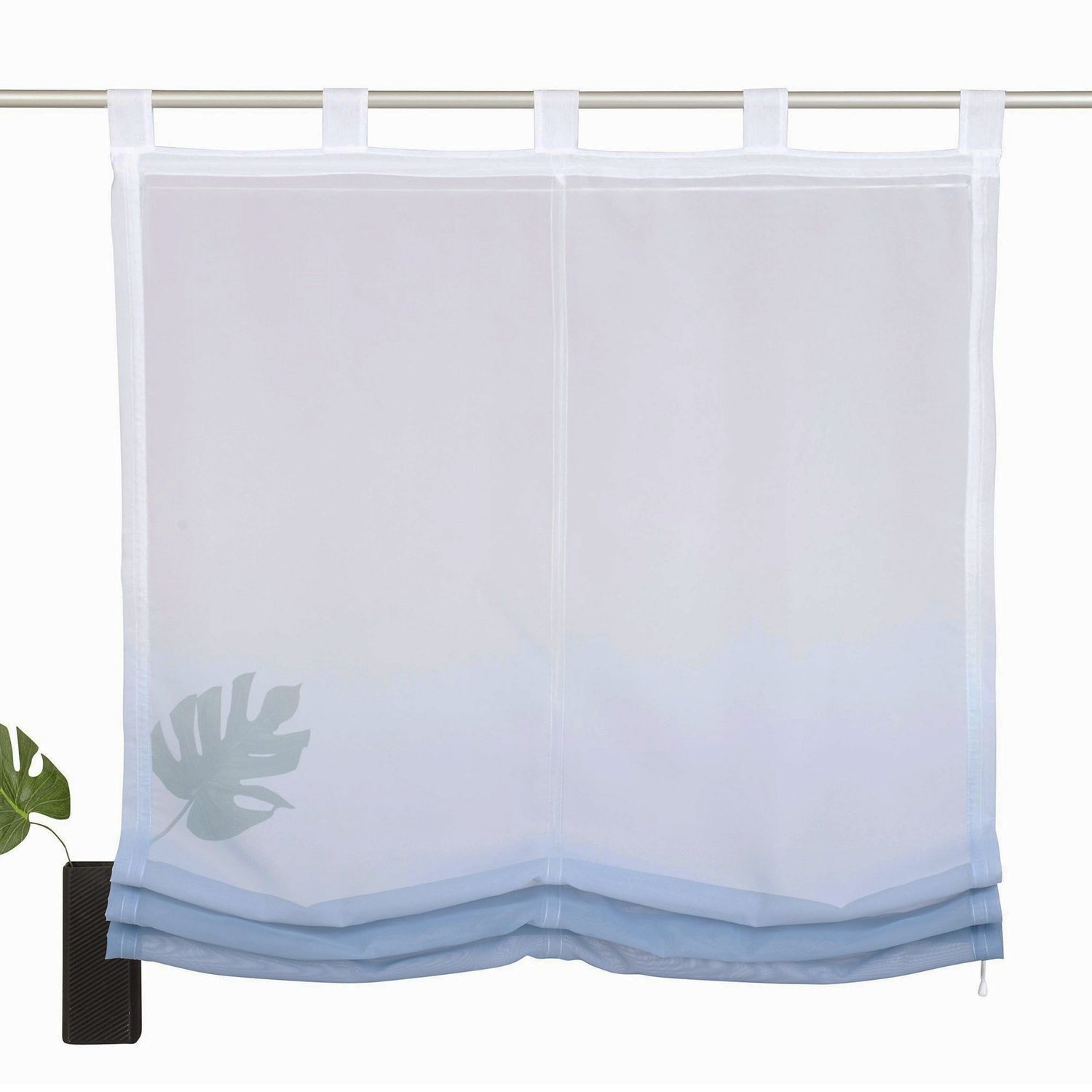 ANGEL BUD Tulle Roman Shade - sheer voile Roman Blinds Lifting Curtains With Loops - 1 Piece Panel - Window Cover for Bedroom, Bathroom, Kitchen - 45x150cm, Blue and white gradient