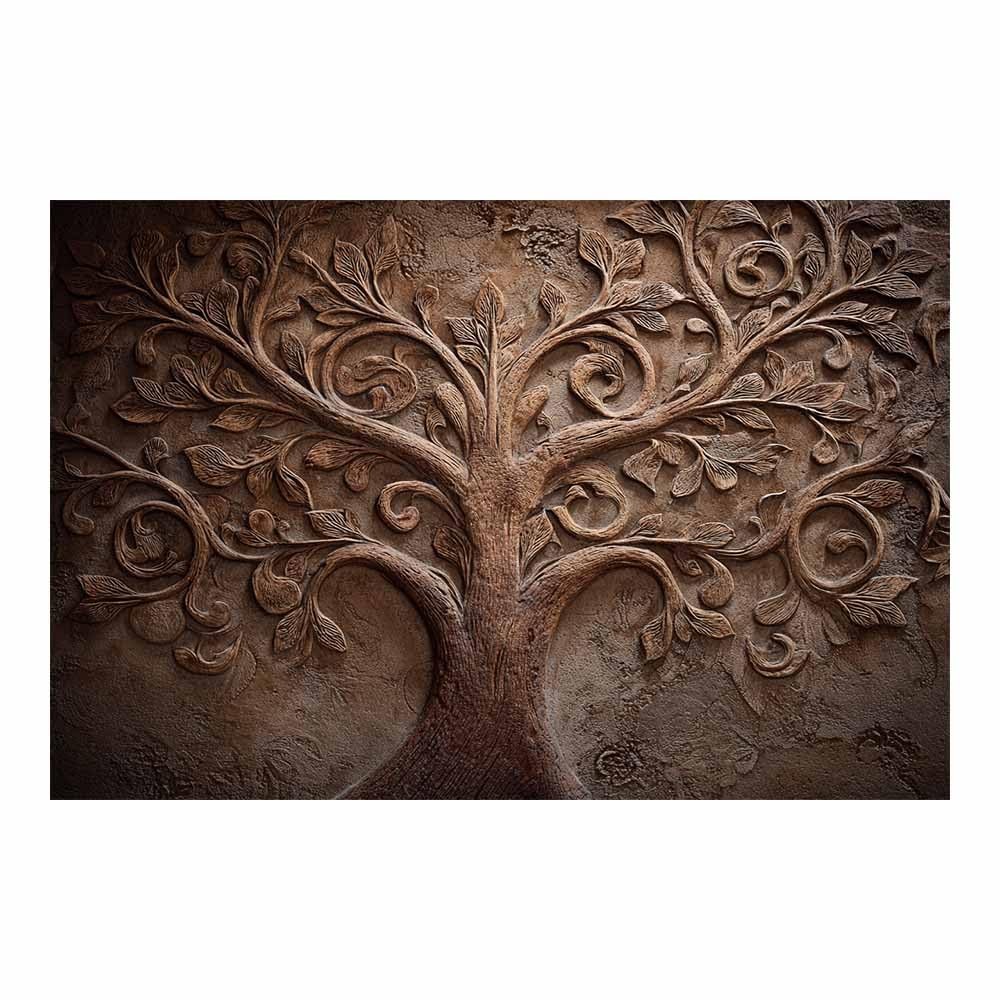ZAMAEIU The tree of life Wall-carved trees Canvas Paintings Abstract Tree,Wall Art Poster Modern Room Bedroom Home Decor Geometric Print Patterns(brown)-30x50cm Unframed