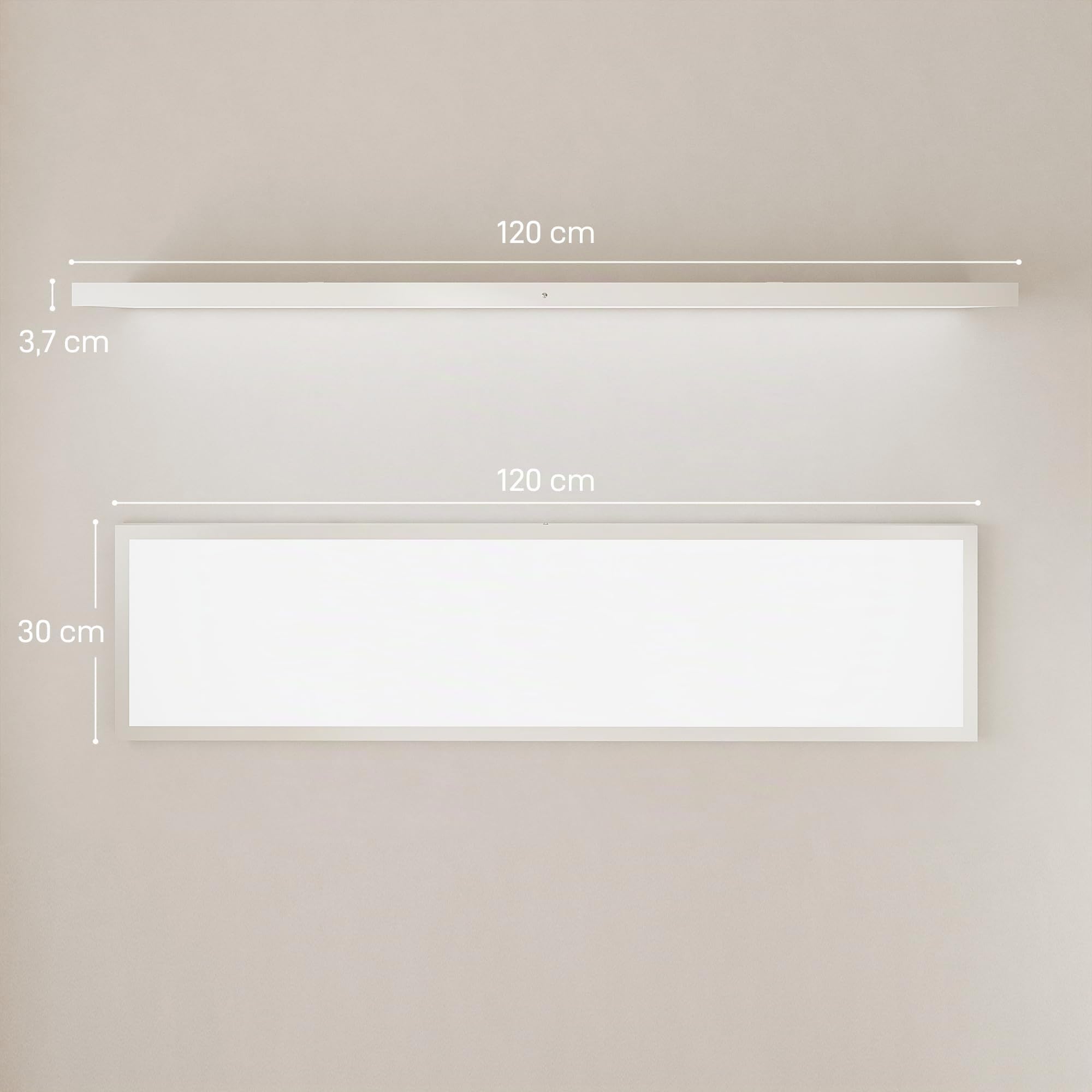 HOMCOM Juego de 4 Lámparas de Techo Color Regulable 120x30x3,7 cm Blanco | Plafones LED de Techo, Interruptor DIP y Interruptor de Pared, 3000K/4000K/6000K, 2500 lm, 24 W, para Salón, Oficina