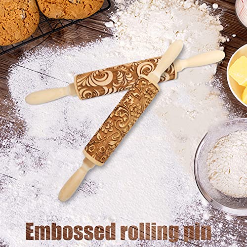 Embossed Rolling Pins For Baking With Design,3D Engraved Rolling Pin With Flowers For Engraved Cookies Roller #TOP2