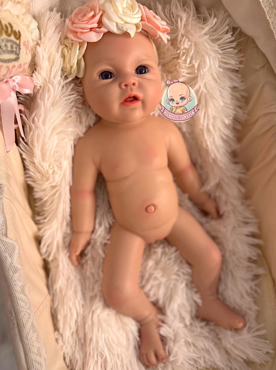 Muñeca Bebe Reborn Silicona Platino Blanda Cuerpo Completo Leslie Niña - 47cm / 2,8kg (Pack Premium)