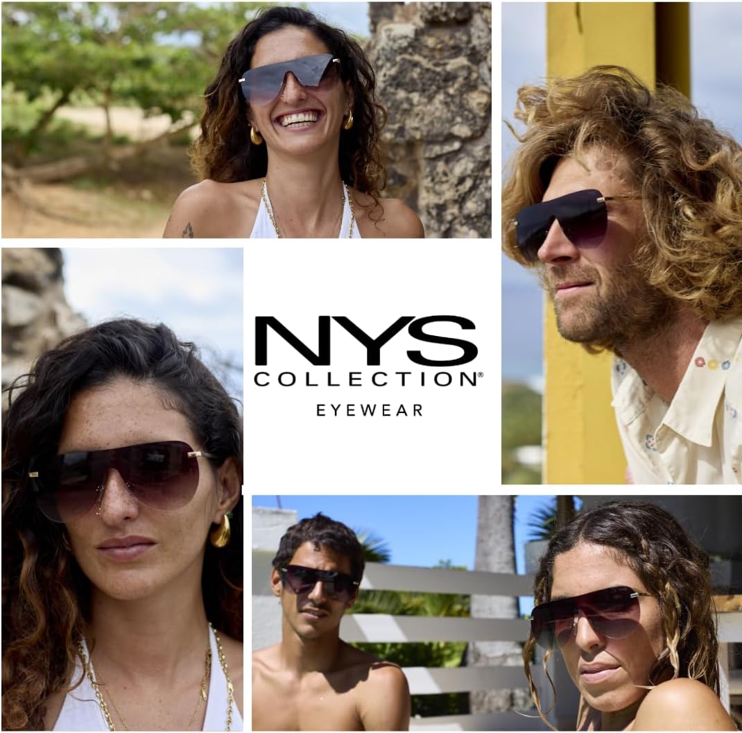 NYS Collection Rimless Oversized Flat Top Shield Sunglasses for Men Women – Aviator Style, 100% UV400 Protection - Image 4