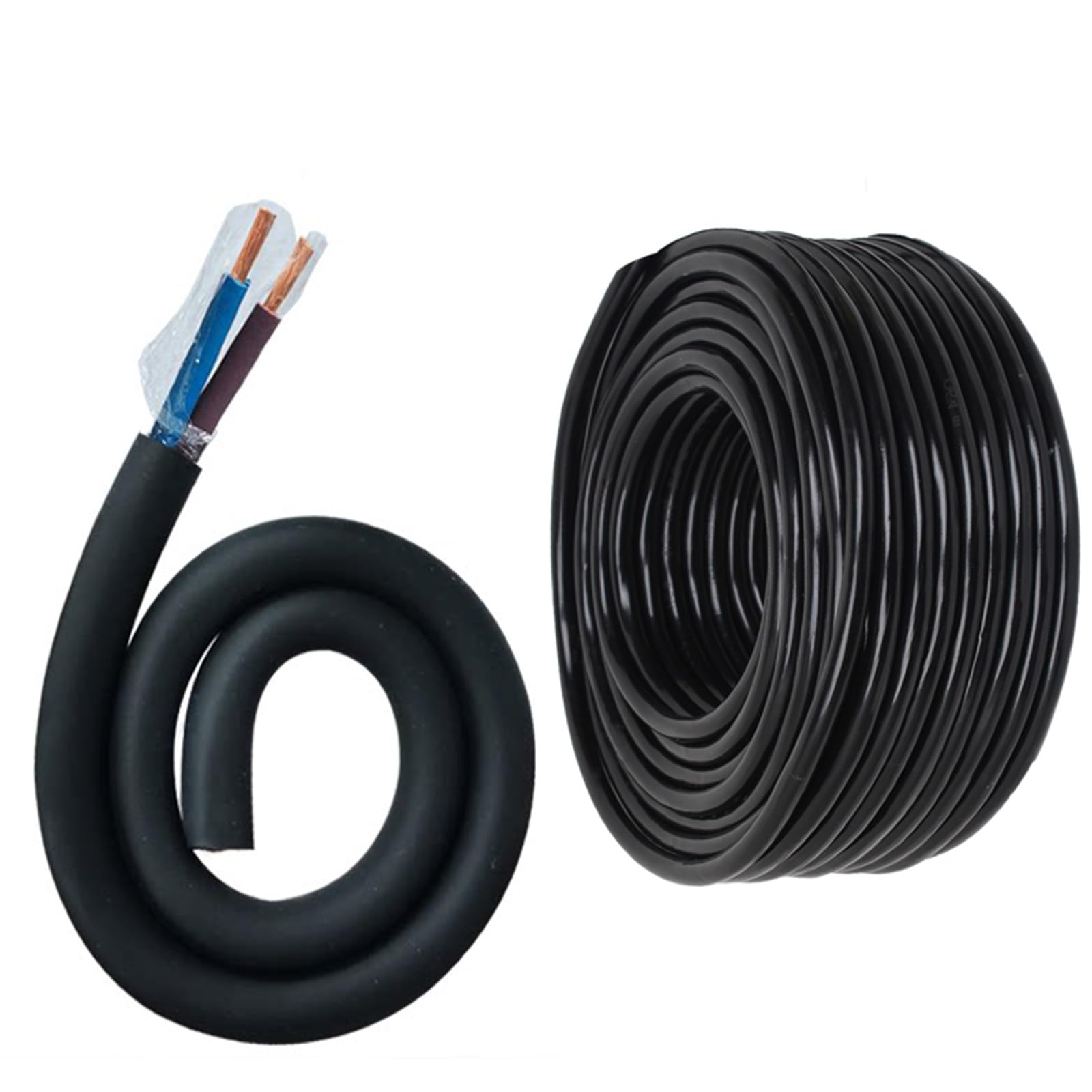 Cavo Di Alimentazione In Gomma Impermeabile, Cavo Da 0,5~6,0 Mm², Nucleo In Rame Privo Di Ossigeno, Cavo Elettrico Flessibile Resistente All'abrasione Da 300 V for Pompa Subacquea(25FT,4mm²)