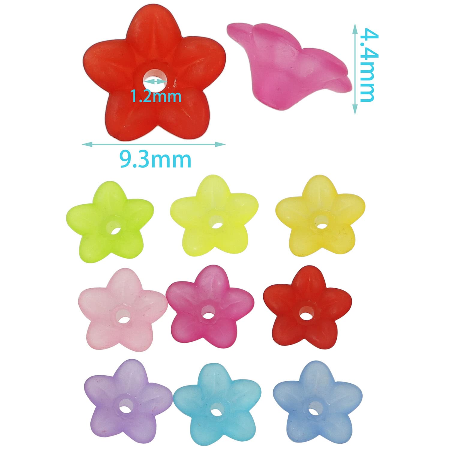 NBEADS 450 Perline Acriliche Assortite - 15 Stili A Forma Di Fiore E Foglia, Per Braccialetti, Collane, Portachiavi Fai Da Te