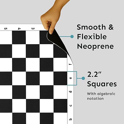 Miniatura 4 de Tapete de ajedrez de torneo de 20 pulgadas, plegable, enrollable, sin piezas, juego de viaje para niños y adultos, color negro