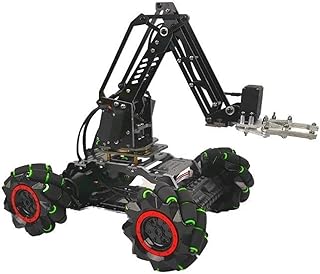 ZIBOXI Chasis de Coche robótico RC con Rueda Mecanum 4WD for Arduino, Coche Robot Raspberry ESP32 con codificador de Motor, Kit de Robot programable DIY (Color : No Encoder Car-Arm)