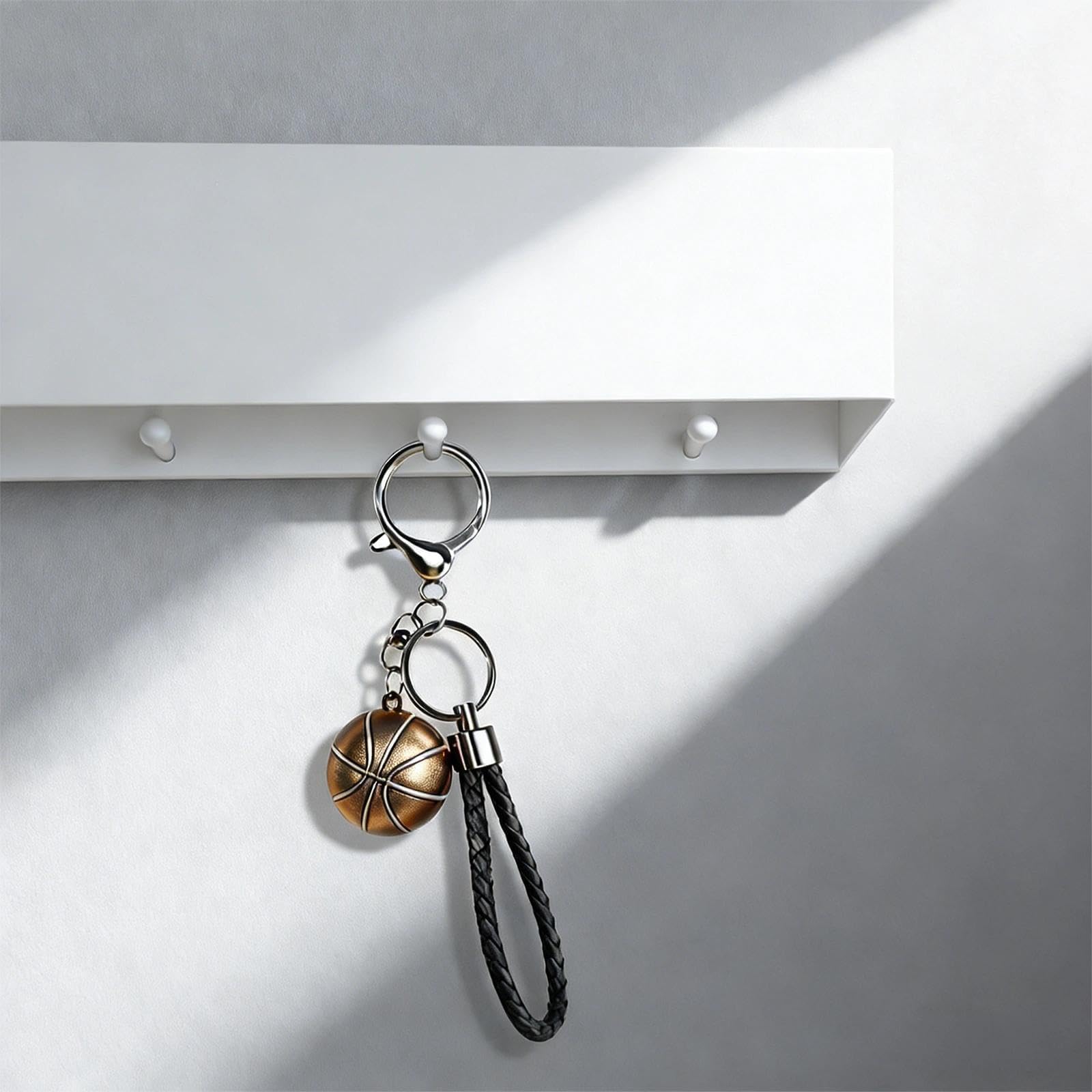 Porta Chiavi da Muro per Casa con Ripiano, Appendi Chiavi a Muro con 5 Ganci, Metallo-Legno Portachiavi da Parete Moderno, Salvaspazio, 30 x 7,5 x 6 cm, Bianco, per Ingressi, Corridoi, Soggiorni
