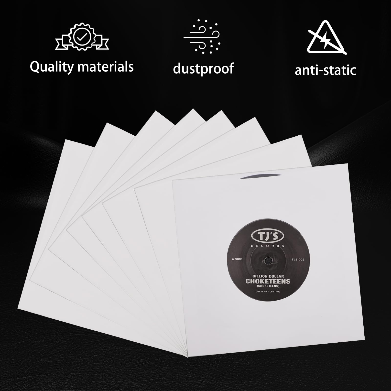 20 fundas interiores para discos de vinilo, fundas interiores de papel pesado sin ácidos, fundas interiores cuadradas de papel kraft blanco con agujero para álbumes LP (12 pulgadas)