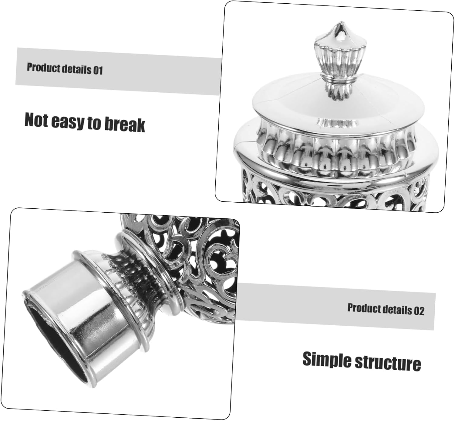 12pcs Decorative Curtain Rod End Caps Modern Plastic Drapery Rail Finials Silver Hollow Design for Versatile Home Decor Enhances Aesthetic Appeal