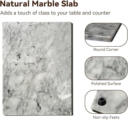 Miniatura 6 de Tabla de cortar de repostería de mármol antiadherente prémium de 15 34 pulgadas x 11 34 pulgadas con patas de goma antideslizantes.
