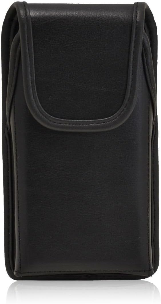 Turtleback Holster for iPhone SE and 5s with OB Defender or Bulky Cases, Black Vertical Belt Case Leather Pouch with Executive Belt Clip