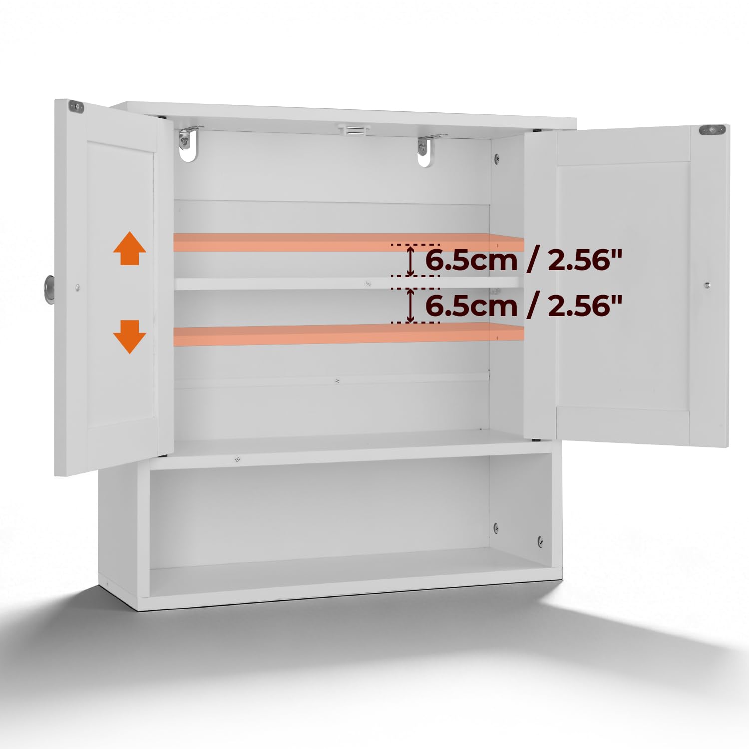 LEADZM Armoire Murale Salle de Bain, Meuble WC Suspendu avec 2 Portes, Étagère Réglable, Placard de Rangement pour Toilette, Salon (Style 2, Blanc)