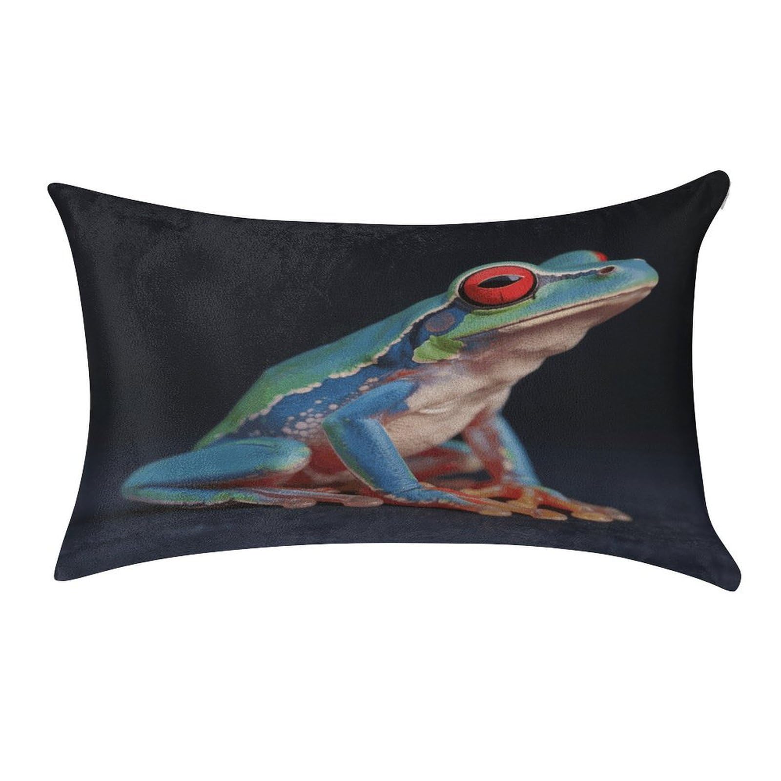 VstaDank Colorful Frog Throw Pillow Covers for Bed Pillow Shams Zipper Velvet Pillow Cases Cozy Cushion Cover Soft Pillow Protectors for Car Home Decor Pillowcases 12 "×20 "