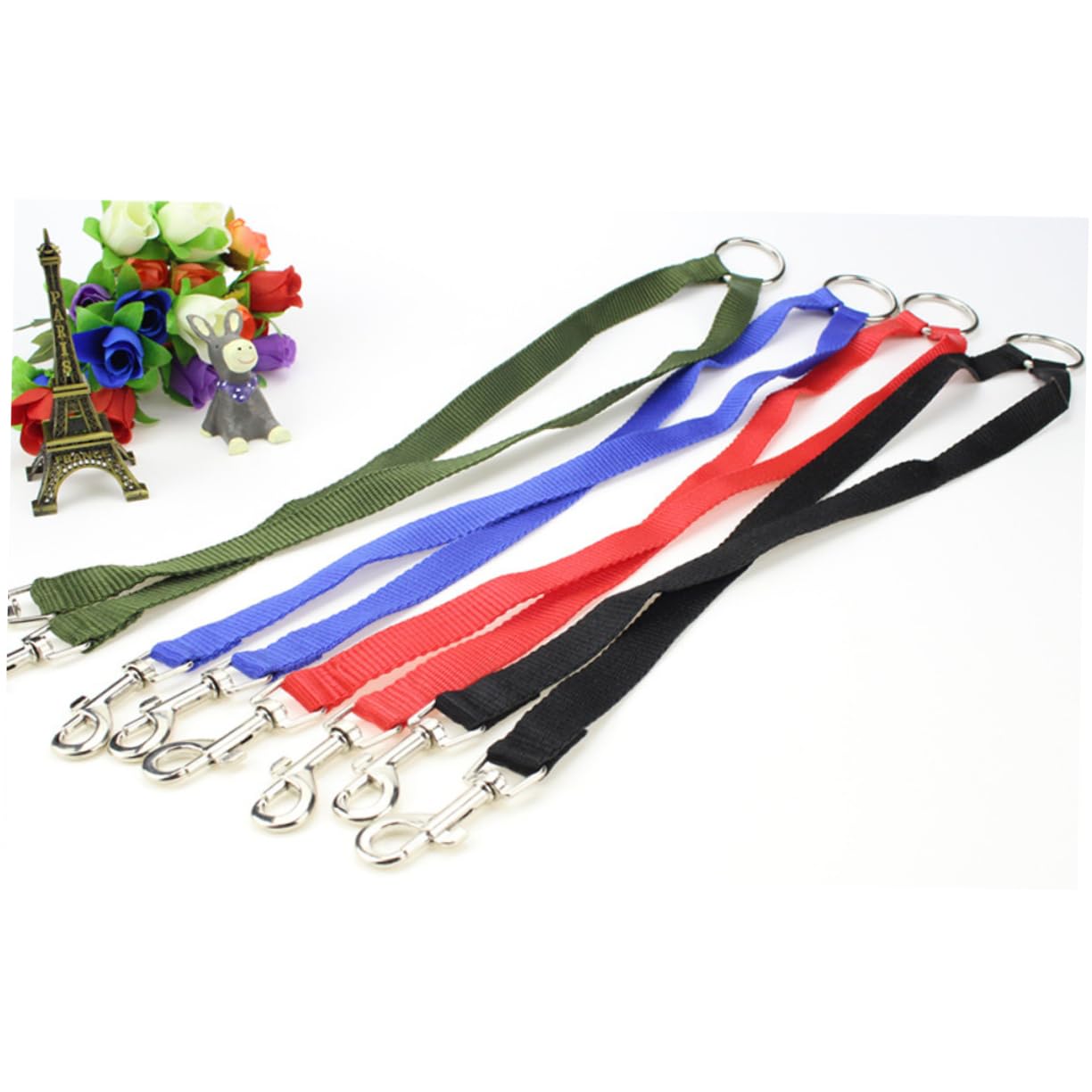 GALPADA Double Dog Leash for Small Pets Durable Nylon Traction Rope with Dual Clips for Walking Tangle Design Black