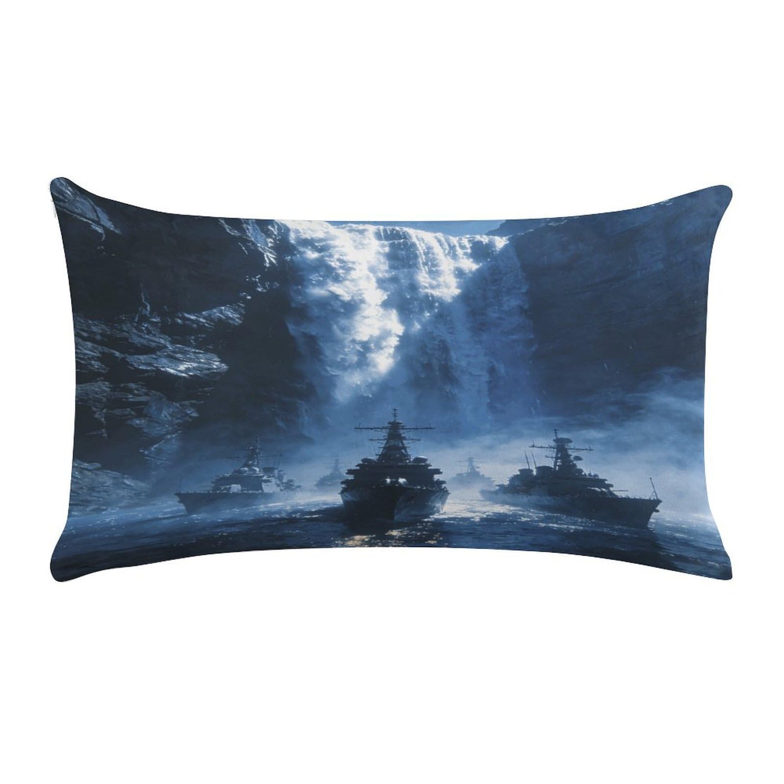 Fodpand Style Waterfall Navy Pillow Cases Set Of 1 Extra Soft Pillow Protectors With Hidden Zipper Perfect For Hotels, Guest Rooms,Bedroom 12X20 Inches Pillows Not Included