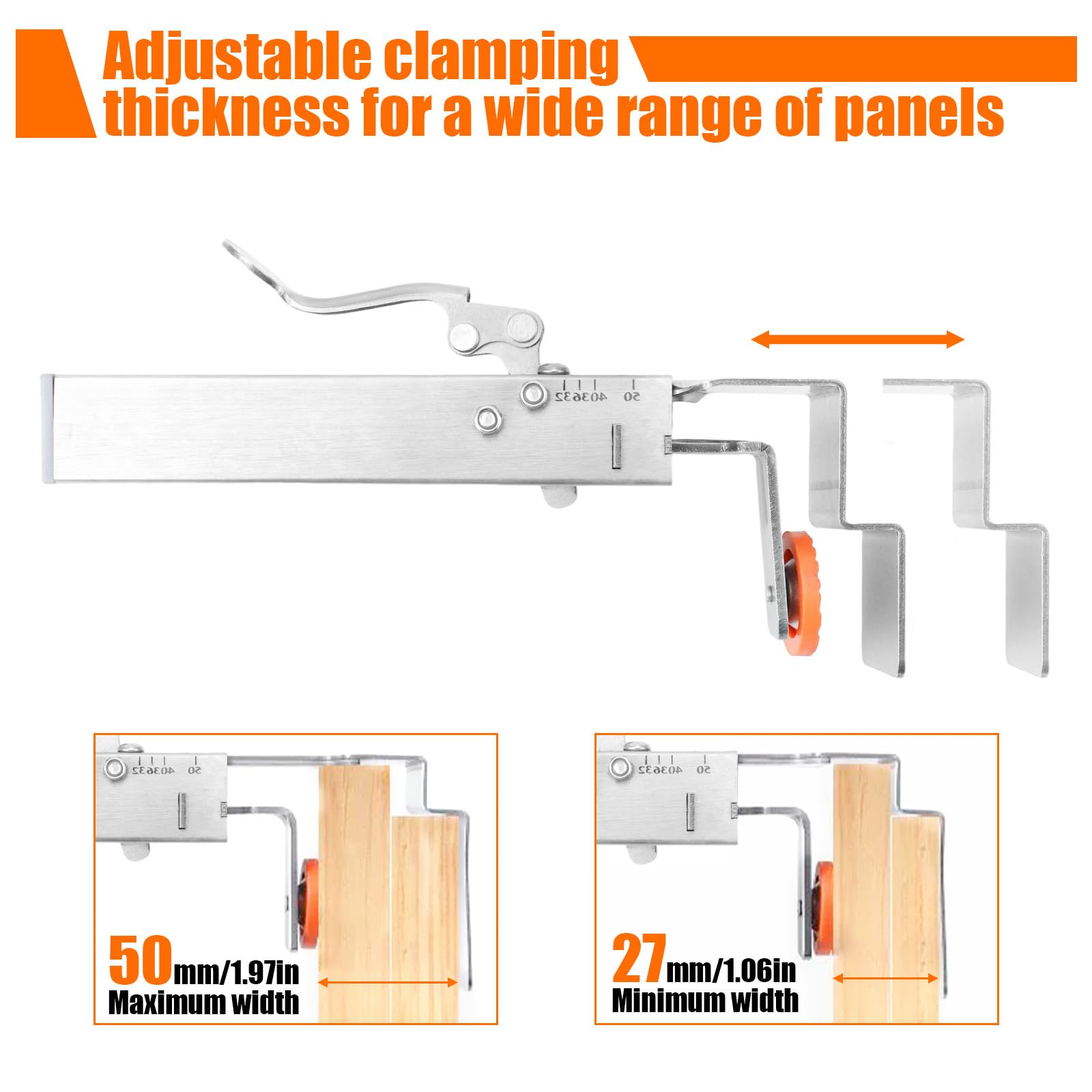 lasuroa 2pcs Adjustable Drawer Fixing Clamps, Stainless Steel Drawer Front Mounting Clamps with 2 Replacement Bow Clips for Quick and Easy Cabinets & Drawers Installation - Image 4